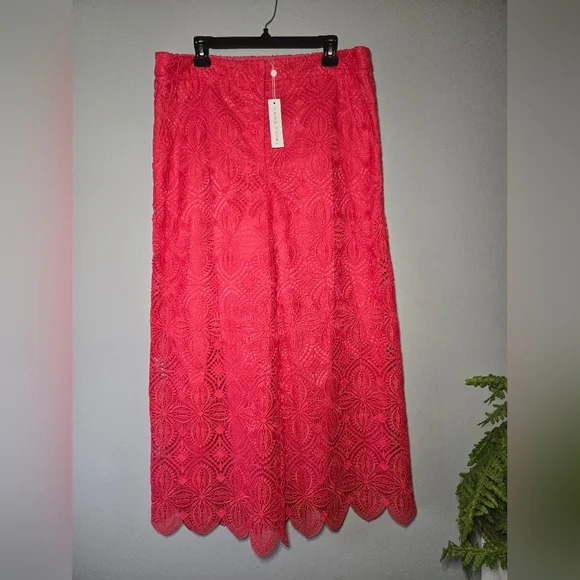 Trina Turk Red Coral Lace Wide-Leg Pants – Plus Size 14 – NWT